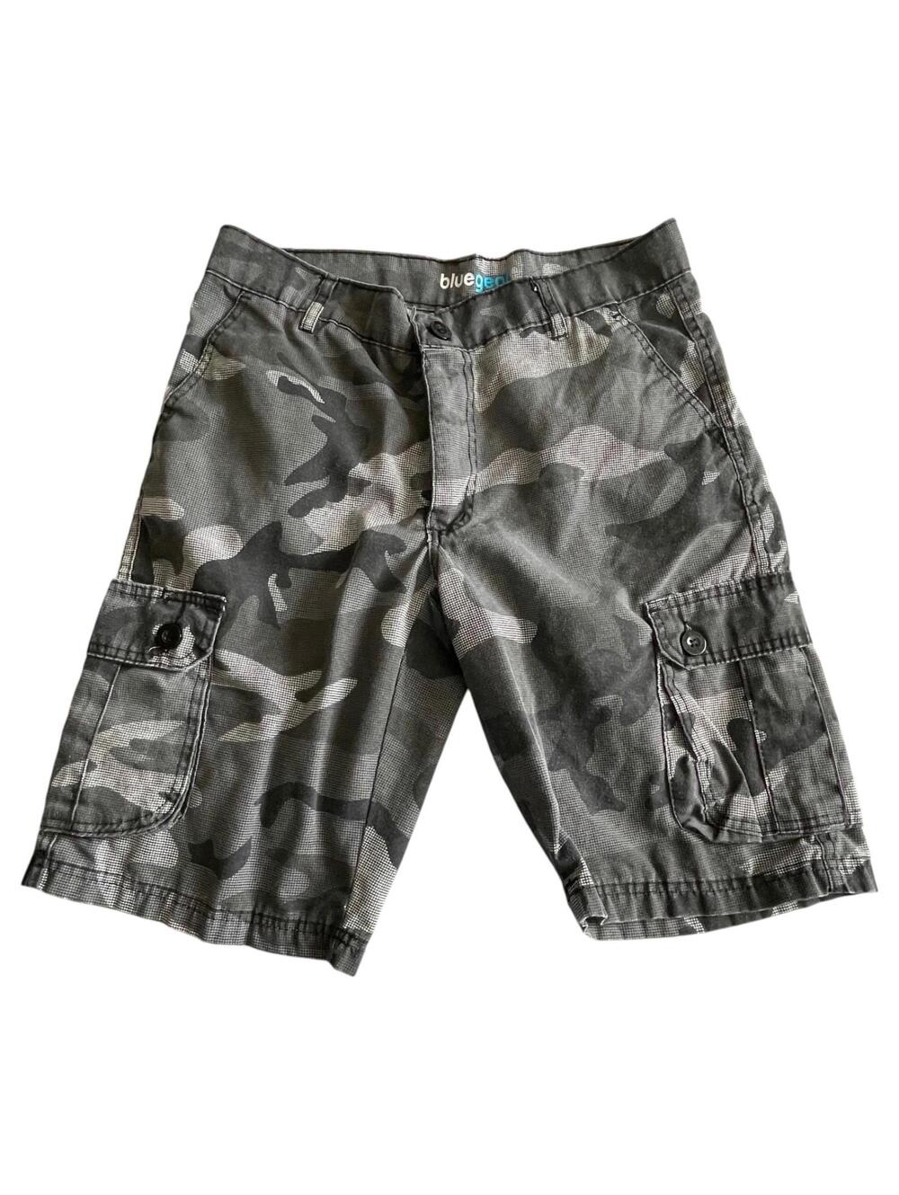 Blue Gear Camo Cargo Shorts Mens Size 30 Gray Black Camouflage Casual CLEAN!